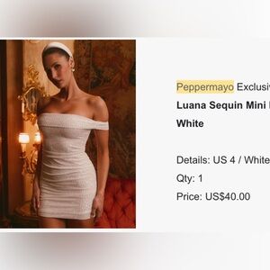 Peppermayo Off-Shoulder Sequin Mini Dress - White